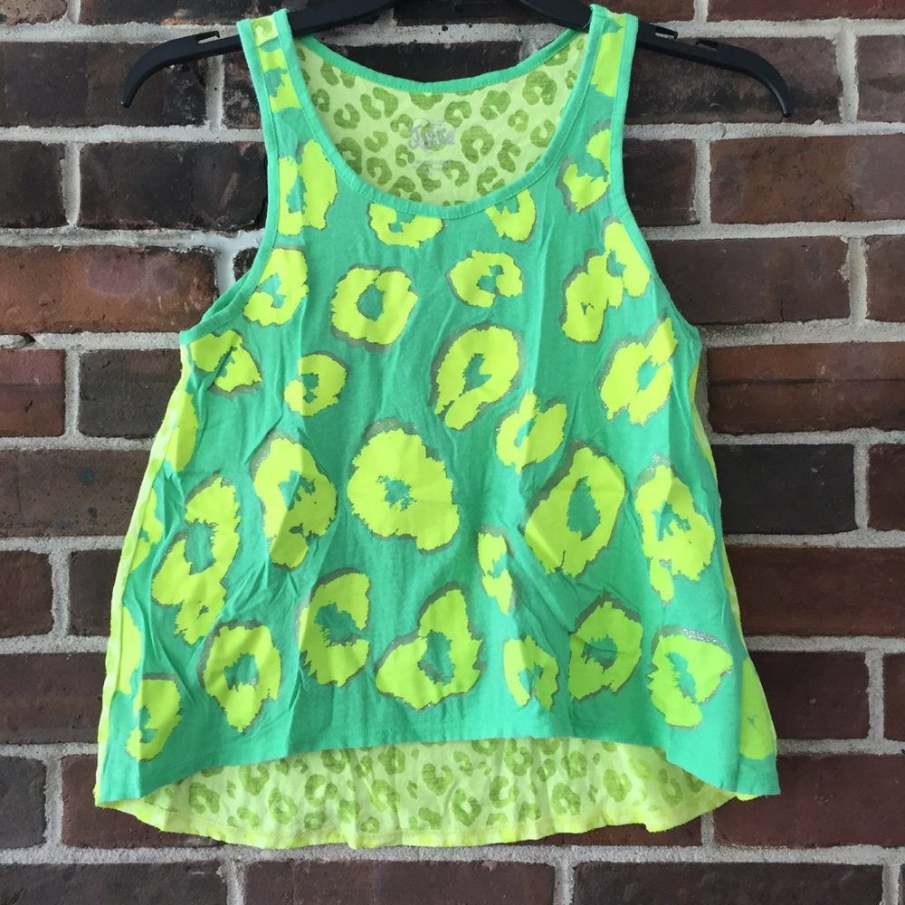 Green and Yellow Animal Print Tank Top